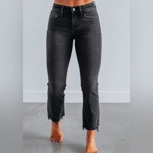 FLYING MONKEY Black Skinny Jeans Raw Shark Hem  mid rise Grunge